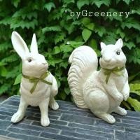 ราคา Greenery-Handmade จับคู่สุดคุ้ม กระรอกน้อย กระต่ายน้อย / สีครีมเข้ม ตุ๊กตาเรซิ่นแต่งสวนสวยทนน้ำทนแดด normal (12533774)