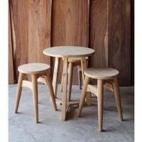 ราคา Prom ชุดโต๊ะไม้ร้านกาแฟกลมขาเหลี่ยม 4 ชิ้น โต๊ะ 1 + เก้าอี้ 3 (12642558)