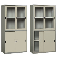 ราคา PRESIDENT ตู้เก็บเอกสารบานเลื่อน 2 ชั้น บนกระจก-ล่างทึบ WSLG4D สีเทาสลับ (12661696)