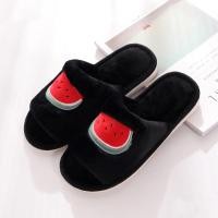 ราคา SIMPLE HOME รองเท้าใส่ในบ้าน สลิปเปอร์ แตะลายผลไม้ ขนนุ่ม ใส่สบาย M 38-39 BK ดำแตงโม (12659601)