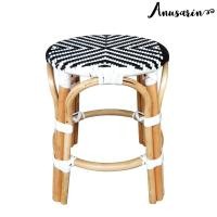 ราคา Anusarin เก้าอี้หวายทรงสูง 45 cm Rattan Stool 04 โครงสร้างหวายแท้และสานหวายก้างปลา ลาย A la Mode และ Navy ขาวดำลายก้างปลา (10600683)