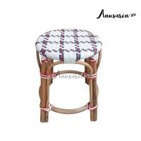 ราคา Anusarin เก้าอี้หวายทรงสูง 45 cm Rattan Stool 04 โครงสร้างหวายแท้และสานหวายก้างปลา ลาย A la Mode และ Navy A la Mode (12666957)