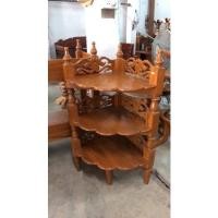 ราคา Nobpha9 โต๊ะไม้สักเข้ามุม3ชั้น แบบฉลุ (12664216)