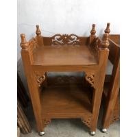 ราคา Nobpha9 โต๊ะไม้สัก4เหลี่ยม2 ชั้น โต๊ะไม้สักตั้งของตกแต่งบ้าน แบบฉลุ (12664217)