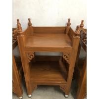 ราคา Nobpha9 โต๊ะไม้สัก4เหลี่ยม2 ชั้น โต๊ะไม้สักตั้งของตกแต่งบ้าน แบบเรียบ (12664218)