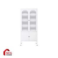 ราคา Kiosk Furniture ตู้โชว์ 4 ชั้น รุ่น Sleek ทรงสูง บานเปิด กระจกใสมุมโค้ง 3 ด้าน สีขาว (12664807)