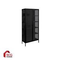 ราคา Kiosk Furniture ตู้โชว์ 5 ชั้น ทรงสูงรุ่น Sleek พร้อมกระจกใส 3 ด้าน สีดำด้าน (12664812)