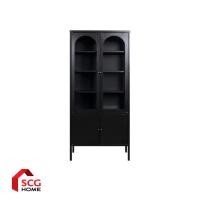ราคา Kiosk Furniture ตู้โชว์ 4 ชั้น รุ่น Sleek ทรงสูง บานเปิด กระจกใสมุมโค้ง 3 ด้าน สีดำด้าน (12664808)