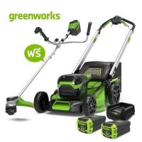 ราคา GREENWORKS รถตัดหญ้าเดินอัตโนมัติ 60V และเครื่องตัดหญ้าสะพาย 60V พร้อมแบตเตอรี่ 2 ก้อนและแท่นชาร์จ (2515207TH+2108407TH) (12664365)