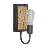 ราคา lightmax โคมไฟกิ่งใน โคมไฟติดผนังภายใน 1044/021 แป้นสี่เหลี่ยมสีดำ ลายเชือก (12462022)