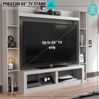 ราคา Tomato Home ชุดตู้ชั้นวางทีวี 65นิ้ว Presley 2.0 กว้าง195.5ซม ชั้นวางทีวี ตู้วางทีวี | วางทีวี 65นิ้วได้(ใหญ่สุด) คุ้ม TVP65-201เทาอ่อนโอ๊ค (10823382)