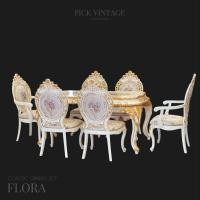 ราคา FLORA CLASSIC DINING SET : ชุดโต๊ะอาหารสไตล์หลุยส์ 6ที่นั่ง รุ่น ฟลอร่า ต่างจังหวัด (12398660)
