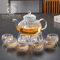 ราคา charmcha กาน้ำชาลายฟักทอง600ml+ทีกรองชา+แก้ว+เตา+เทียน+กา ถูกสุด! ชุด ของขวัญ กาชา ฌามชา ชุดกา+แก้ว6+เตาหัวใจ (12571414)