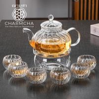 ราคา charmcha กาน้ำชาลายฟักทอง600ml+ทีกรองชา+แก้ว+เตา+เทียน+กา ถูกสุด! ชุด ของขวัญ กาชา ฌามชา ชุดกา+แก้ว6+เตากลม (12571415)