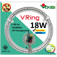 ราคา VICHUKORN นีออนกลมวงแหวน แอลอีดี 18วัตต์ รุ่นV RING 18W สำหรับเปลี่ยนทดแทนหลอดนีออนกลม32 วัตต์ V RING LED 18W WarmWhite (10445193)