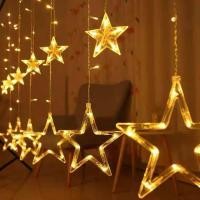 ราคา Super LED ชุดไฟคริสต์มาส ไฟม่าน LED ไฟกระพริบไฟตกแต่งห้องหน้าร้านสวน กันน้ำ 3.5เมตร ดาว-วอร์ม (12486392)