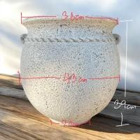 ราคา Lanna Pottery กระถางดินเผาทรงโอ่งอ้วนปากบาน มีหู 2 หู ขนาด 43 X 39 cm. สีขาวเก่า (12533015)