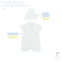 ราคา Iflin Baby - ชุดไปเที่ยว เด็กผู้ชาย ขาสั้นแขนสั้น ปกเชิ้ต - Romper for Boy - มี 2 ไซส์ (0-3M, 3-6M) 0-3 months ผ้ายืดModal-สีขาว (12643750)