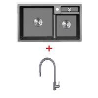 ราคา (Eve) ซิงค์ล้างจานหินแกรนิต PHONIX 900/480 GREY (สีเทา) + ก๊อกน้ำ รุ่น AZTAC II GREY เงิน (10576414)