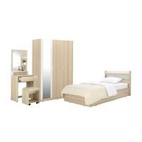 ราคา Index Living Mall FURINBOX ชุดห้องนอน รุ่นแชมป์ (เตียง, ตู้เสื้อผ้า, โต๊ะเครื่องแป้งพร้อมสตูล) 3.5 ฟุต ไลท์วู้ด/ขาว (12047511)