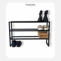 ราคา PSAHome ชั้นวางรองเท้าเหล็ก 3 ชั้น มินิมอล ขนาด 65ซม เคลือบกันสนิม วางรองเท้าหรือของใช้ในบ้าน แข็งแรง ประกอบง่าย ดำ (12674978)