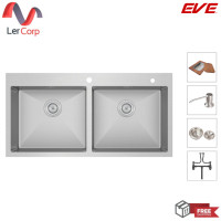 ราคา (Eve) อ่างล้างจานสเตนเลสสตีล 2 หลุม ไม่มีที่พัก MIRACLE 2B 1000/510 (12686966)