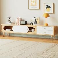 ราคา Loadingofficial-เฉพาะชั้นวางทีวีบานเลื่อนทรงโค้ง พร้อมลิ้นชักเก็บของ สีไม้ขาว 180 Cm (12685100)