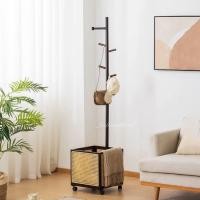 ราคา Loadingofficial-ที่แขวนเสื้อพร้อมตะกร้าใส่เสื้อผ้าสไตล์ญี่ปุ่น มีล้อเลื่อนเคลื่อนที่สะดวก สีไม้เข้ม (12685036)