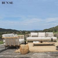 ราคา BUNISE โซฟาไม้สักกลางแจ้ง P41 - เก้าอี้พักผ่อนหวายสุดหรู สำหรับวิลล่า สวน โรงแรม และระเบียง Set 1 (12692993)