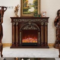 ราคา Wuxury Furniture ตู้วางทีวี เตาพิงไฟ classic luxury โต๊ะคอนโซล LED 3D เปลวไฟ สเหมือนจริง ส่งฟรี น้ำตาลเพ้นท์ทอง (12693348)