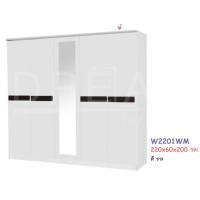 ราคา FDN Furniture ตู้เสื้อผ้าบานเปิด 5 บานเปิด ขนาดกว้าง 220 ซม. สไตล์มินิมอล มีกระจกส่องตรงกลาง รุ่น W2201WM สีขาว (12691664)