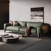 ราคา BUNISE โซฟาหนังแท้สไตล์อิตาลี หนังวัวแท้ ชั้นแรก สำหรับห้องขนาดเล็ก ขาไม้สูง ดีไซน์บล็อกเต้าหู้ รุ่น BU20 340cm+Pedal (12690632)