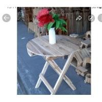 ราคา แพร่ไม้งาม โต๊ะไม้สัก โต๊ะสนามทรงกลม แบบทำสี พับเก็บได้ ไม้ดิบ (12698010)