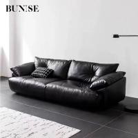 ราคา BUNISE Radiance โซฟาผ้าสีดำสไตล์เรโทร - ผ้ากันน้ำ, ดีไซน์อิตาลี, โซฟาตรงพรีเมี่ยม, รุ่นใหม่ปี 2024 280*98*73cm (12704230)