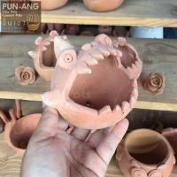 ราคา ปั้นเอง Pun-Ang - กระถางรูปฟัน ส้มอิฐ กว้าง3" ฉลาม (10408811)
