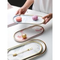 ราคา TS061D029 HOMMY ถาดวาดของ ถาดใส่อาหาร ถาดลายหินอ่อน ลายหินอ่อน ถาดขอบทอง ถาดลายหินอ่อนแบบวงรี ถาด ชมพูใหญ่ (10598837)