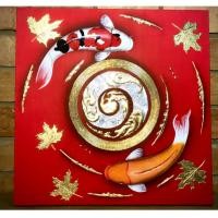 ราคา แพร่ทอง ภาพเขียน ปลาคาร์ฟ พื้นแดง เลข 1 ขนาด 60 cm x 60 cm ขนาด 60 CM x 60 CM (10592033)