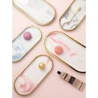 ราคา TS061D029 HOMMY ถาดวาดของ ถาดใส่อาหาร ถาดลายหินอ่อน ลายหินอ่อน ถาดขอบทอง ถาดลายหินอ่อนแบบวงรี ถาด ดำเล็ก (10598835)