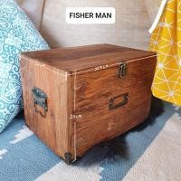 ราคา Fisher Man หีบใส่ของ หีบเก็บของ หีบไม้สักเก่า หีบโบราณ S size (10646681)