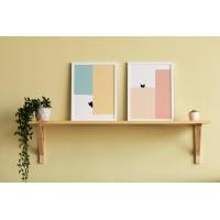 ราคา Beezy Art Shop กรอบรูปและรูปภาพ Set 2 ภาพ DP090 Abstract Hiding Cat ใส่กรอบขาว 40 x 50 cm (12039917)