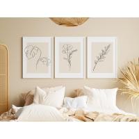 ราคา Beezy Art Shop กรอบรูปและรูปภาพ Set 3 ภาพ DP092 Minimal Botanical Line Art ใส่กรอบขาว 40 x 50 cm (12137679)