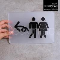 ราคา Designfac,ป้ายบอกทางห้องน้ำชายหญิง ป้ายทางไปห้องน้ำ ป้ายห้องน้ำอะคริลิค สไตล์โมเดิร์น มินิมอล ลูกศรหันซ้าย พื้นฝ้าโปร่ง ลายดำ (12434993)