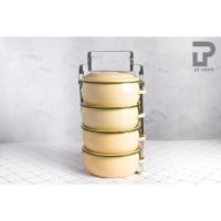 ราคา PT ware ปิ่นโต ปิ่นโตทรงโอ่ง ปิ่นโตเคลือบ ทรงบุษบา 14cm x 4ชั้น ตรานกเพนกวิน สีเหลือง (12698557)