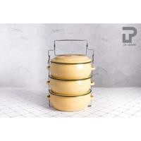 ราคา PT ware ปิ่นโต ปิ่นโตทรงโอ่ง ปิ่นโตเคลือบ ทรงบุษบา 14cm x 3ชั้น ตรานกเพนกวิน สีเหลือง (12698590)