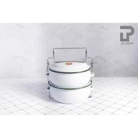 ราคา PT ware ปิ่นโต ปิ่นโตทรงโอ่ง ปิ่นโตเคลือบ ทรงบุษบา 14cm x 2ชั้น ตรานกเพนกวิน ขาว (12698609)
