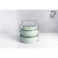 ราคา PT ware ปิ่นโต ปิ่นโตทรงโอ่ง ปิ่นโตเคลือบ ทรงบุษบา 14cm x 2ชั้น ตรานกเพนกวิน เขียวขี้ม้า (12698611)