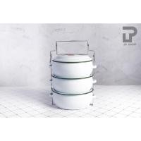 ราคา PT ware ปิ่นโต ปิ่นโตทรงโอ่ง ปิ่นโตเคลือบ ทรงบุษบา 14cm x 3ชั้น ตรานกเพนกวิน สีขาว (12698589)