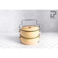 ราคา PT ware ปิ่นโต ปิ่นโตทรงโอ่ง ปิ่นโตเคลือบ ทรงบุษบา 14cm x 2ชั้น ตรานกเพนกวิน เหลือง (12698610)