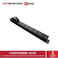 ราคา PowerConnex ปลั๊กไฟ PXB5PHNNB-UL06 ขนาด 6 ช่อง แบบมี Master Circuit Breaker ป้องกันไฟกระชาก สายไฟยาว 3 เมตร Black (10551487)