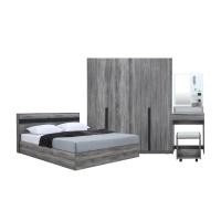 ราคา furinbox ชุดห้องนอน รุ่นมินิโอ (เตียง, ตู้เสื้อผ้า 4 บาน, โต๊ะเครื่องแป้งพร้อมสตูล) ขนาด 5 ฟุต สีเทา (12709756)